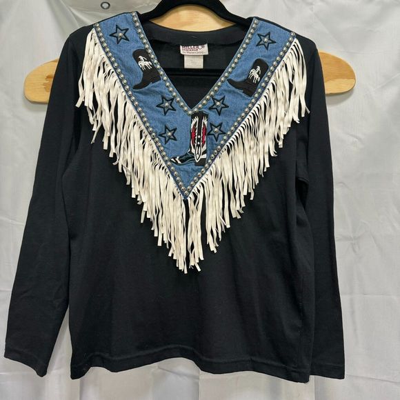 Vintage Miller Stockman Western Living Size Small Womens Western Shirt Fringe - Picture 1 of 9